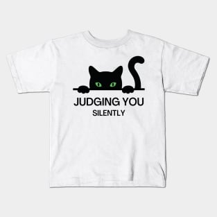 Judging You Silently Cat Humor Kids T-Shirt